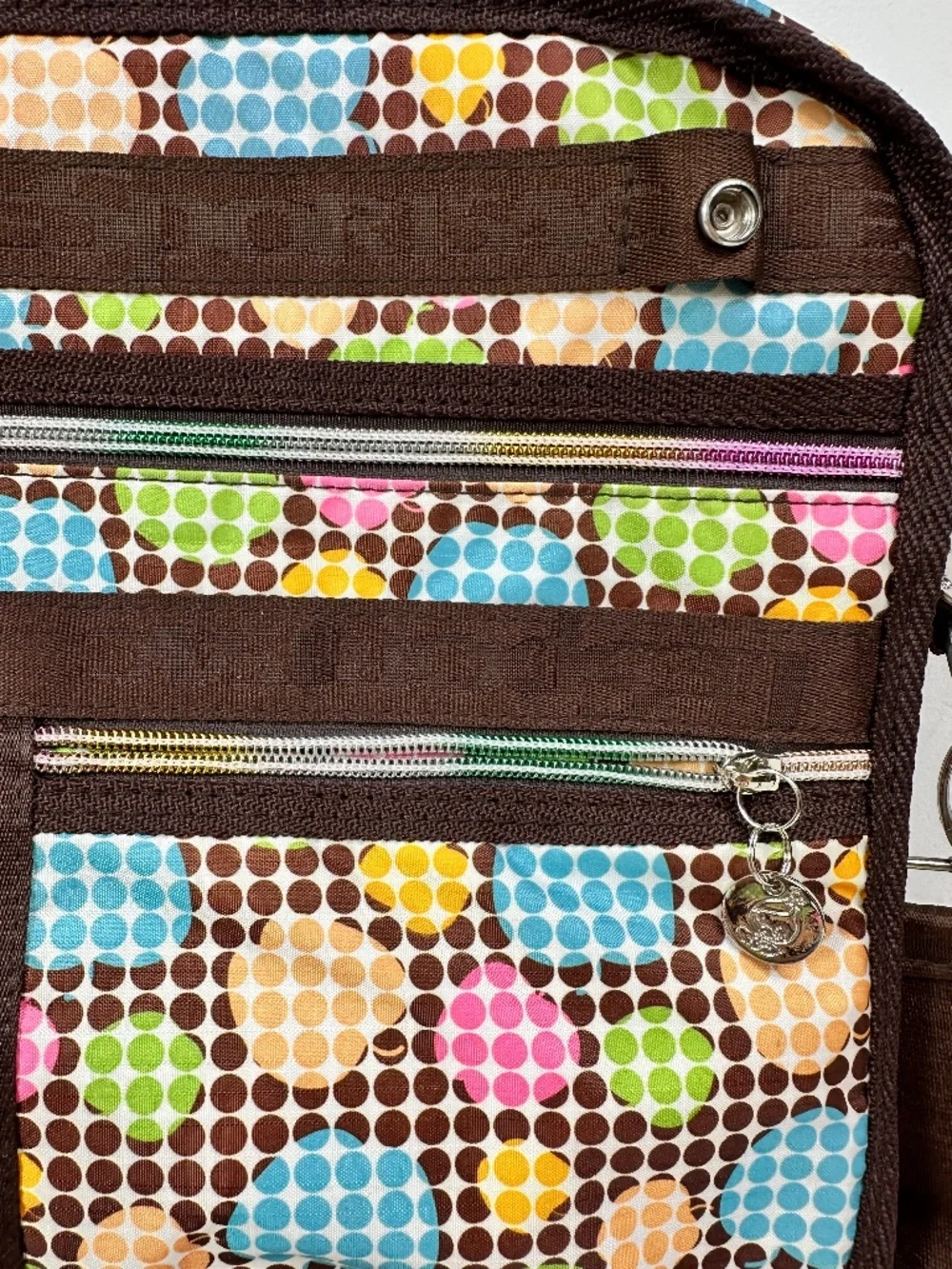 LeSportsac Colorful Crossbody Computer Commuter Bag Lots Of Pockets Zip Close